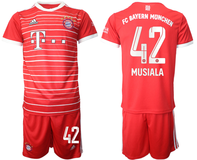 Men 2022-2023 Club Bayern Munich home Red #42 Adidas Soccer Jersey->bayern munich jersey->Soccer Club Jersey
